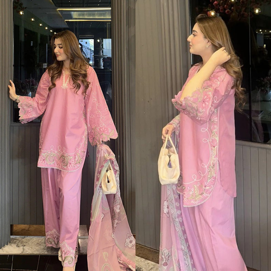 3PC EMBROIDERED LAWN SUIT - SR-775
