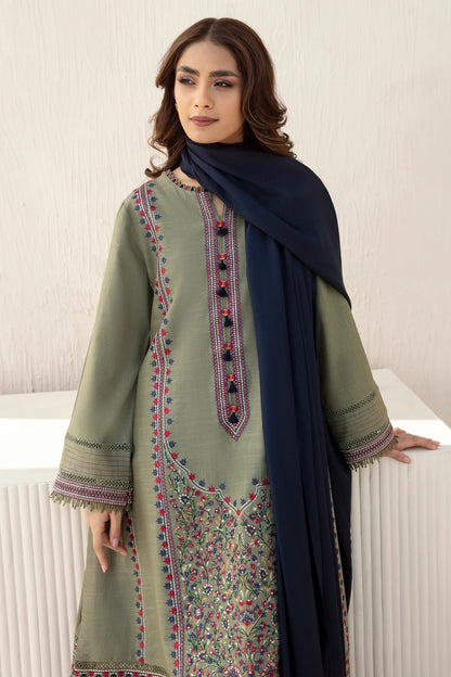 3PC EMBROIDERED DHANAK DRESS RO - 352