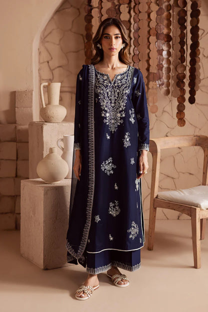 3PC EMBROIDERED DHANAK SUIT - RO-793