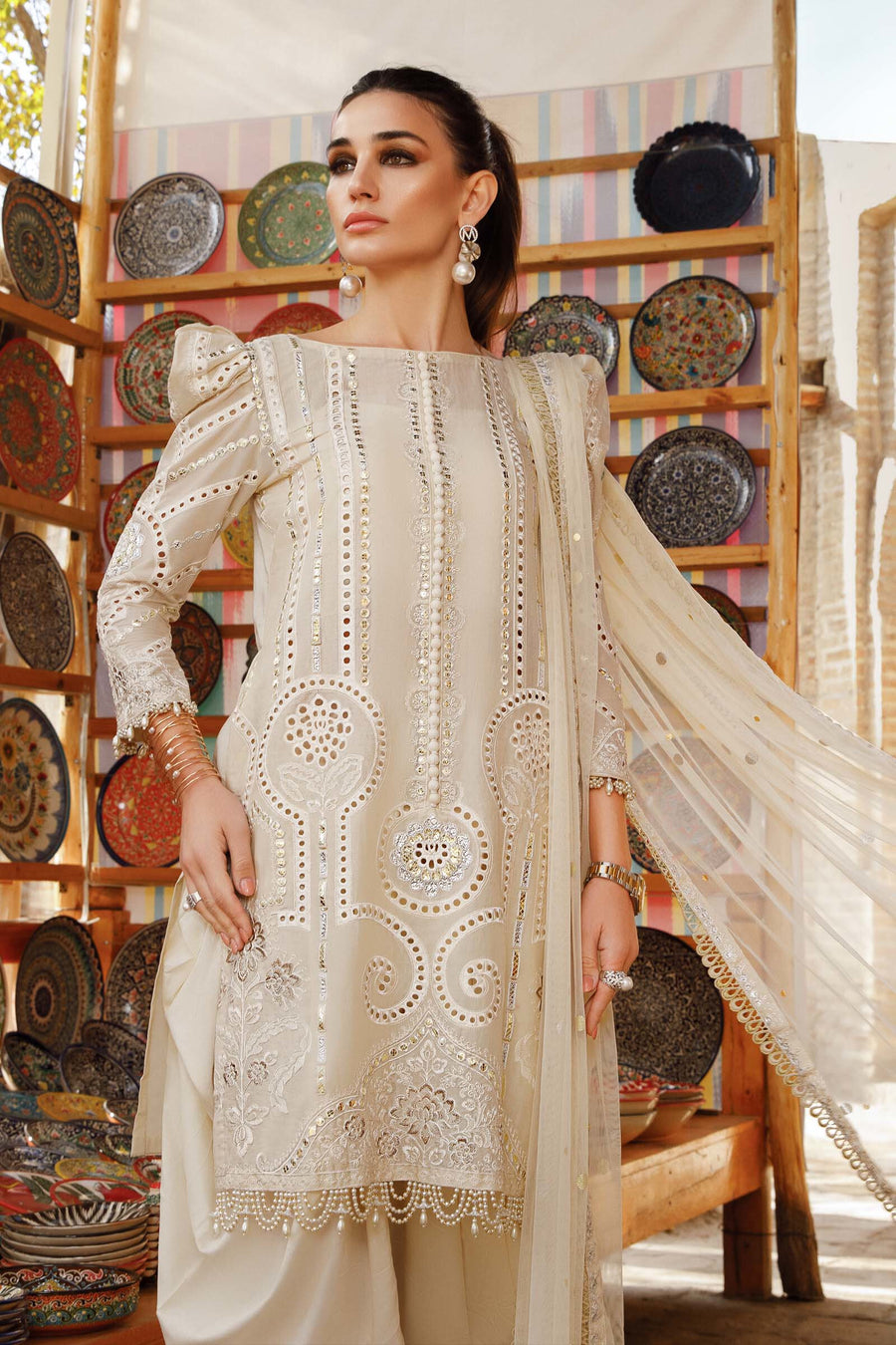 3PC Embroidered Lawn Chicken Kari Dress with Embroidered  Dupatta - RO-86