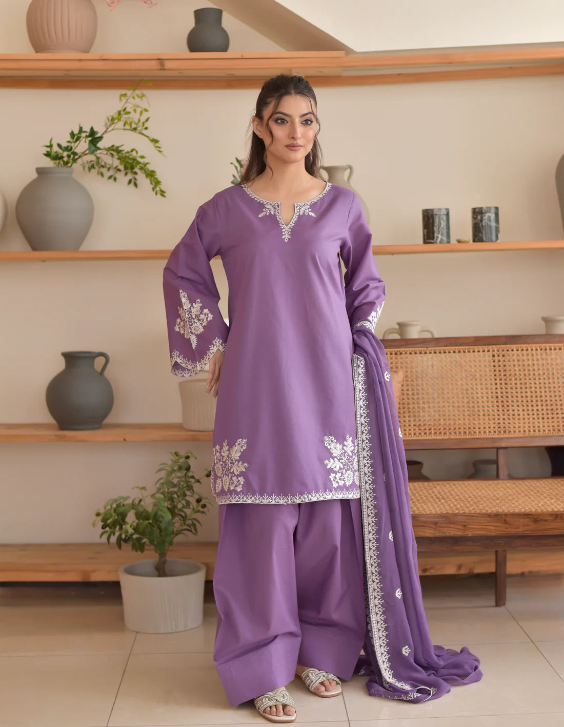 3PC EMBROIDERED LAWN SUIT - SR-767