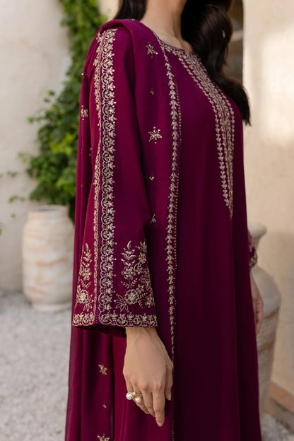 3PC EMBROIDERED DHANAK SUIT - RO-783