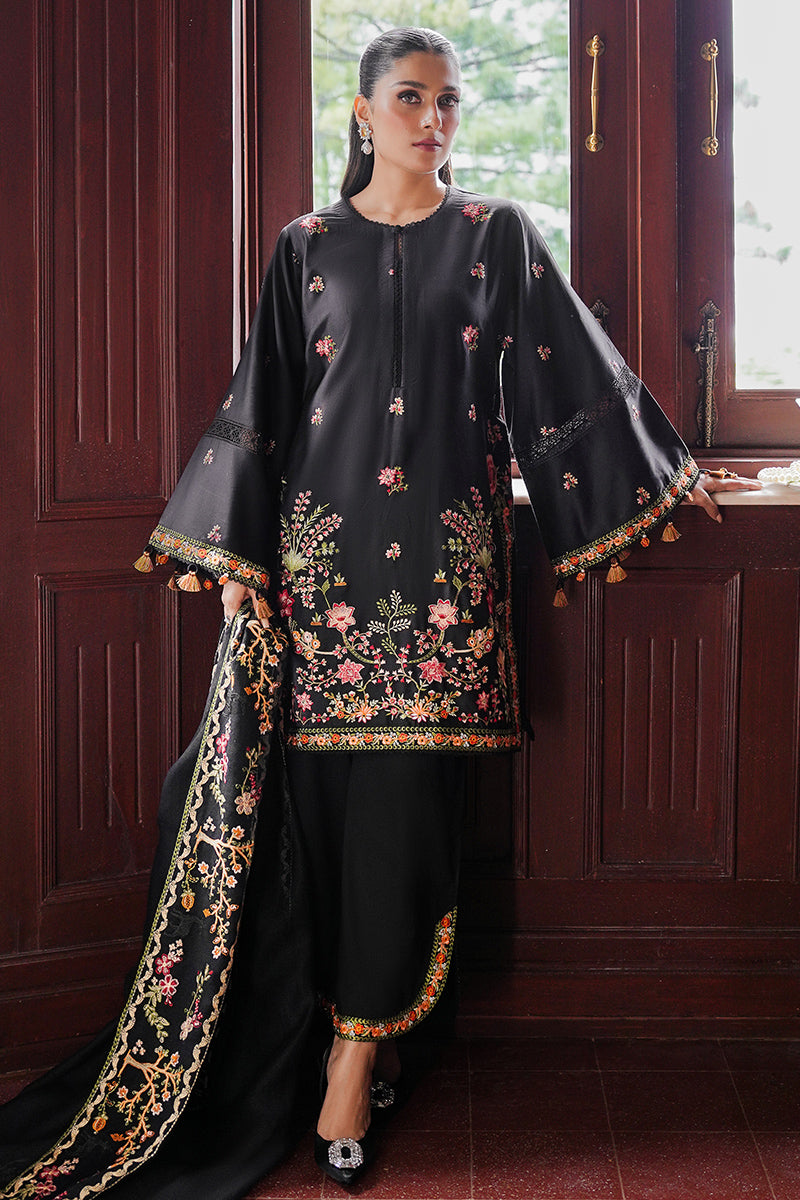 3PC EMBROIDERED DHANAK DRESS RO - 552