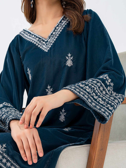 2PC EMBROIDERED MICRO 9000 VELVET DRESS - RO-571