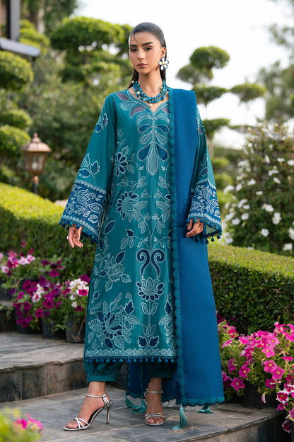 3PC EMBROIDERED DHANAK DRESS RO - 784