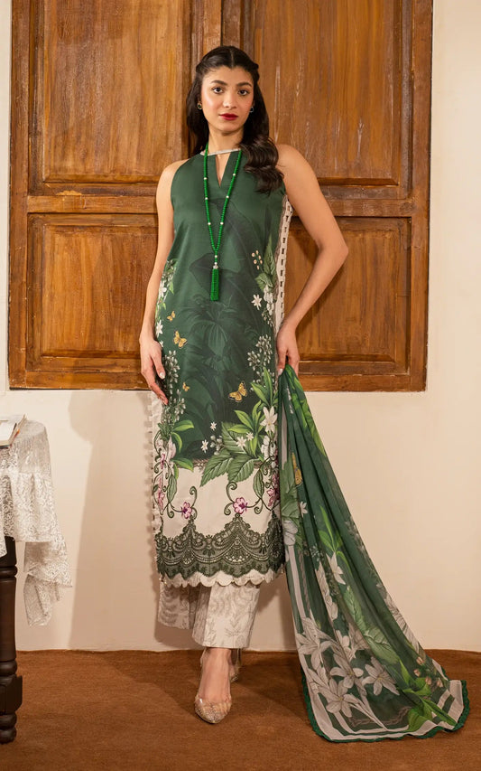 3PC DIGITAL PRINTED LAWN SUIT WITH PATCHES - SR-489