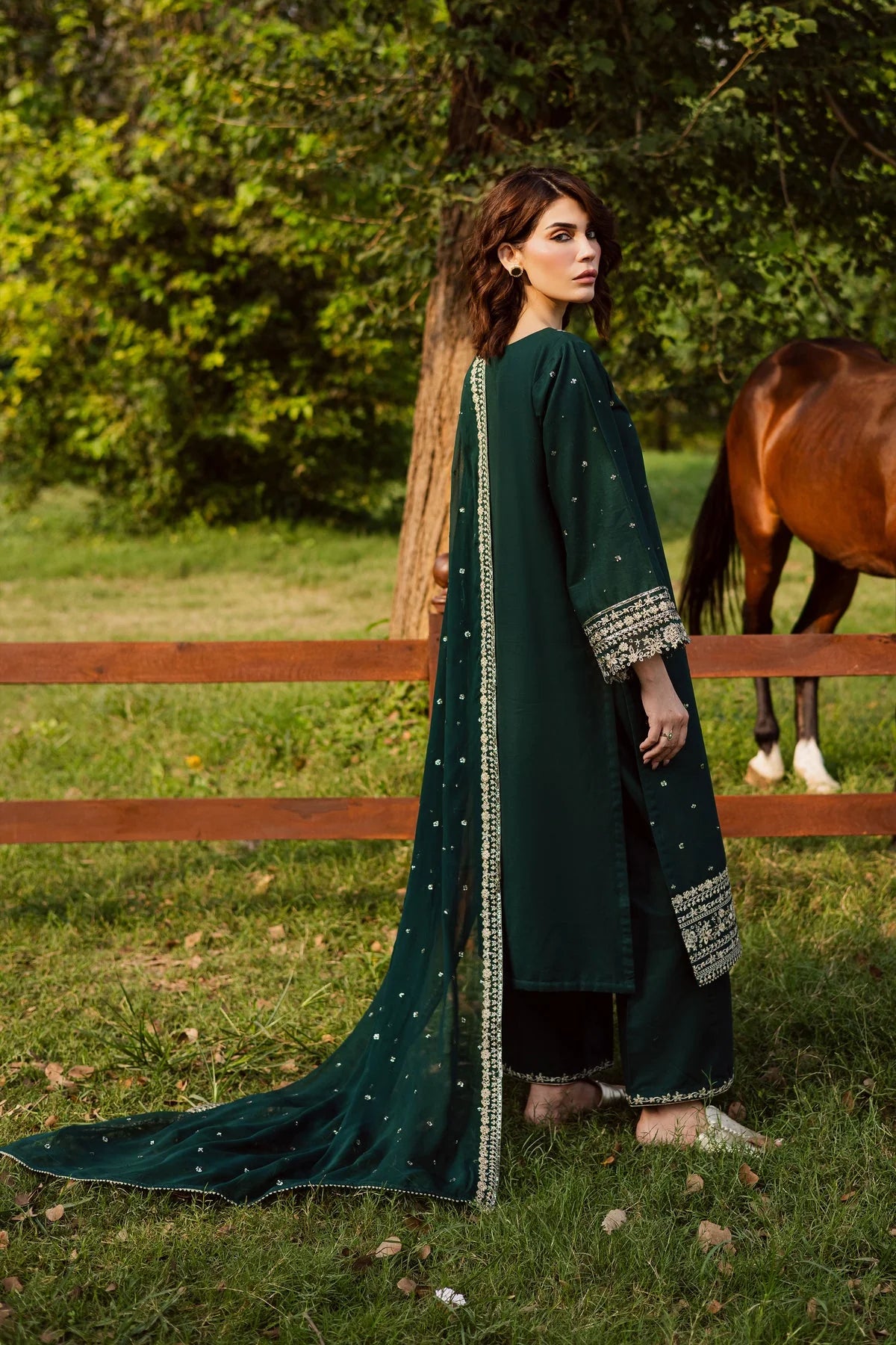 3PC EMBROIDERED DHANAK SUIT - RO-800