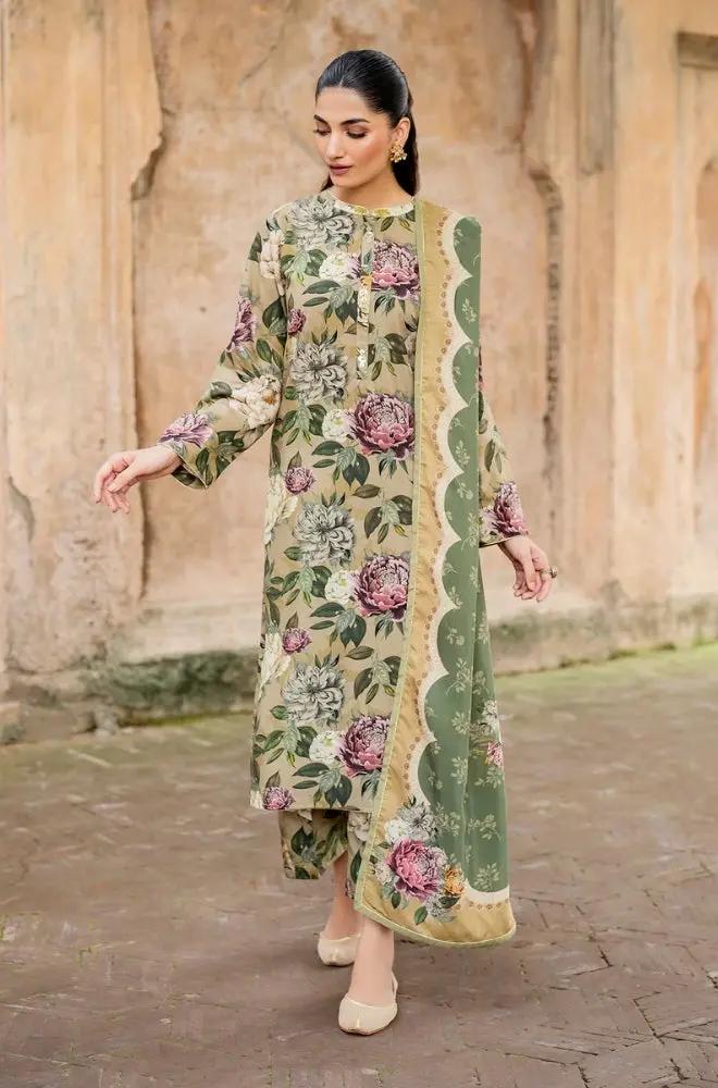 3PC DIGITAL PRINTED KHADDER SUIT - RO-609