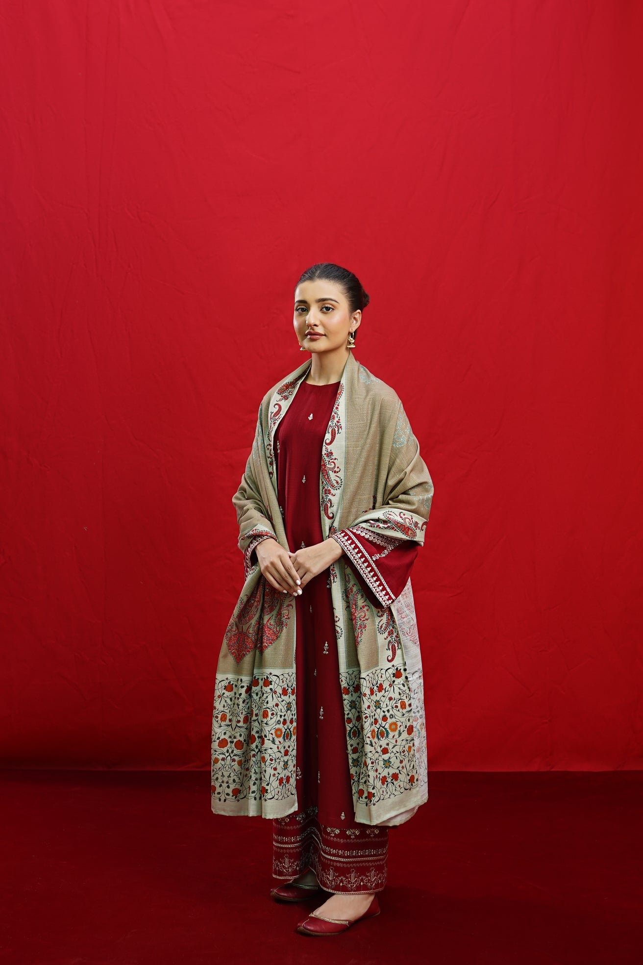 3PC EMBROIDERED KHADDAR DRESS RO - 429