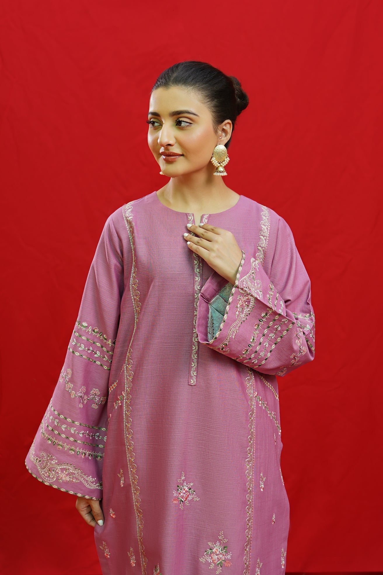 2PC EMBROIDERED KHADDAR DRESS RO - 430