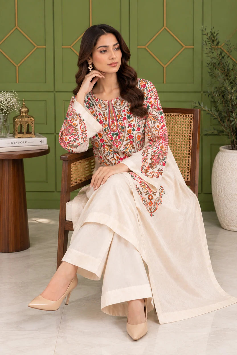 2PC EMBROIDERED Dhanak SUIT - RO-798