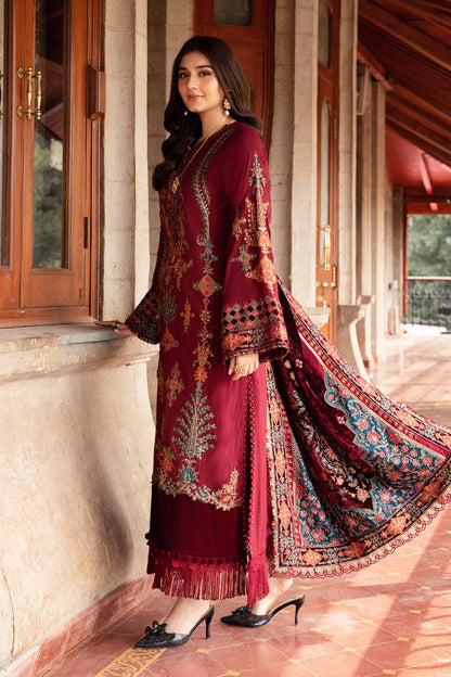 3PC EMBROIDERED DHANAK DRESS RO - 548