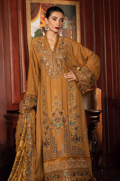 3PC EMBROIDERED DHANAK DRESS RO - 549