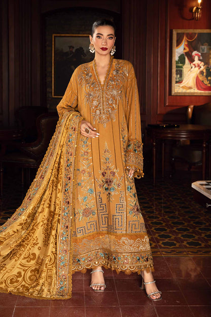 3PC EMBROIDERED DHANAK DRESS RO - 549