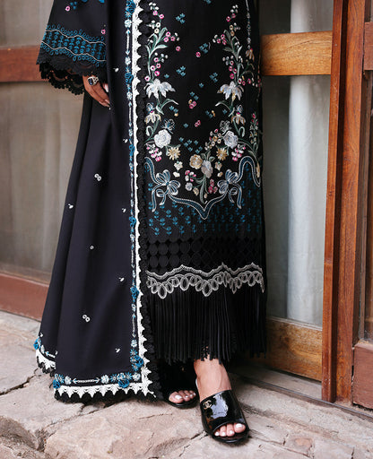 3PC EMBROIDERED DHANAK DRESS RO - 562