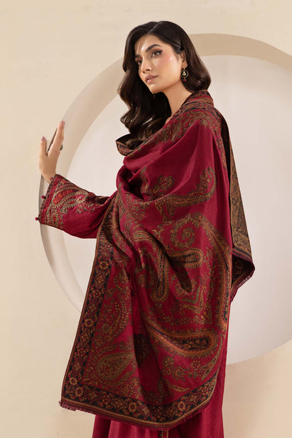 3PC EMBROIDERED DHANAK DRESS RO - 547