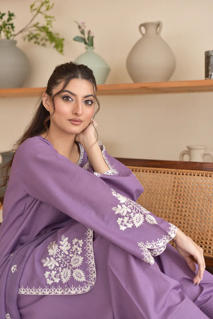 3PC EMBROIDERED LAWN SUIT - SR-767