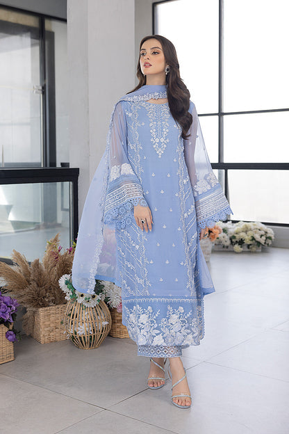 3PC ORGANZA EMBROIDERED SHIRT RO-210