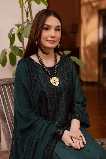 3PC EMBROIDERED DHANAK DRESS BT-3085