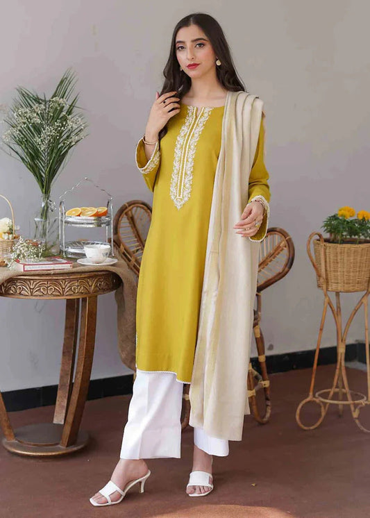 3PC EMBROIDERED DHANAK DRESS RO - 540