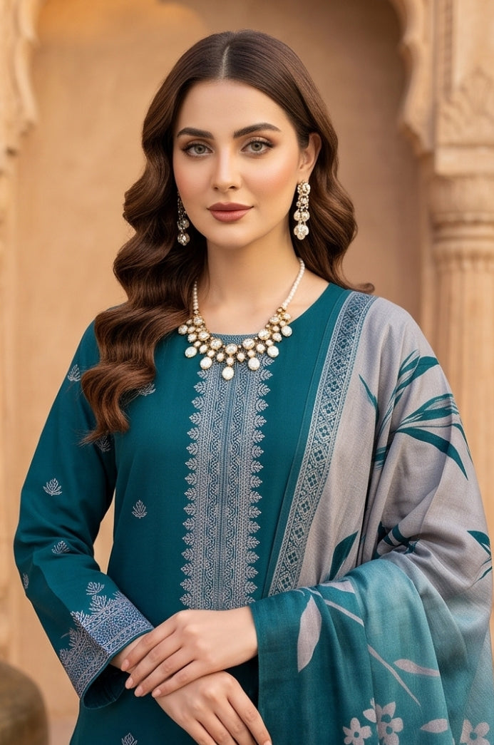 3PC PRINTED LAWN SUIT SR-123