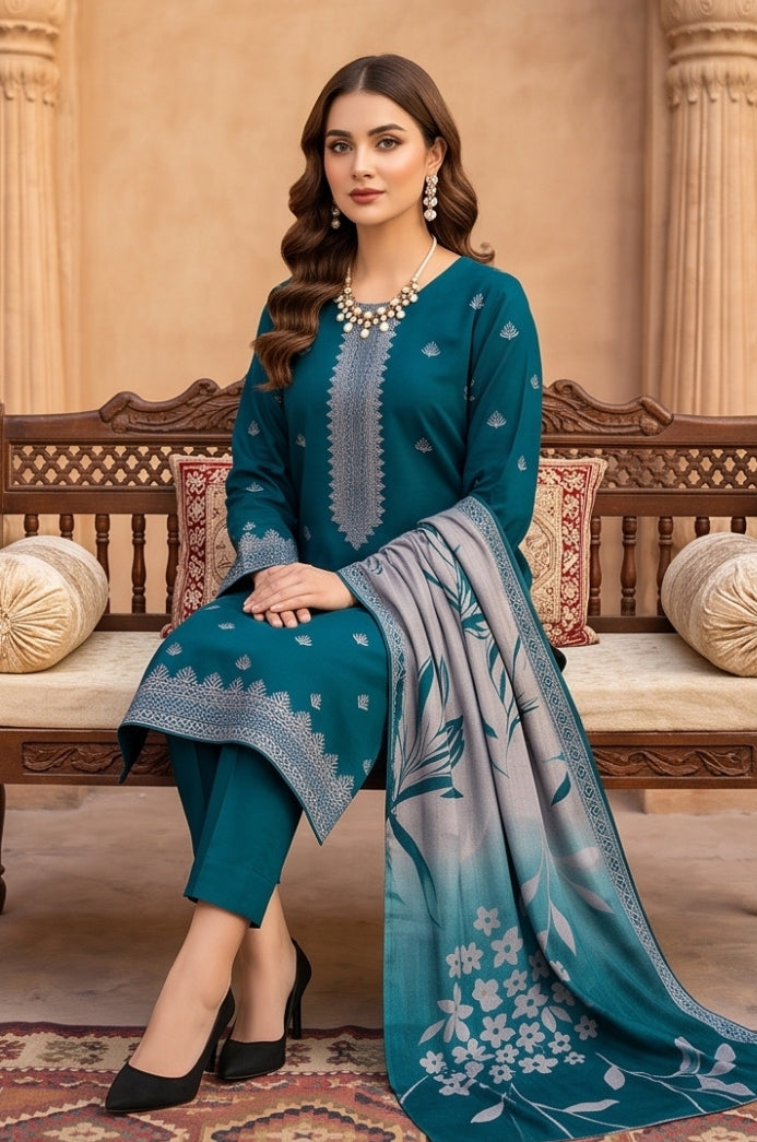 3PC PRINTED LAWN SUIT SR-123