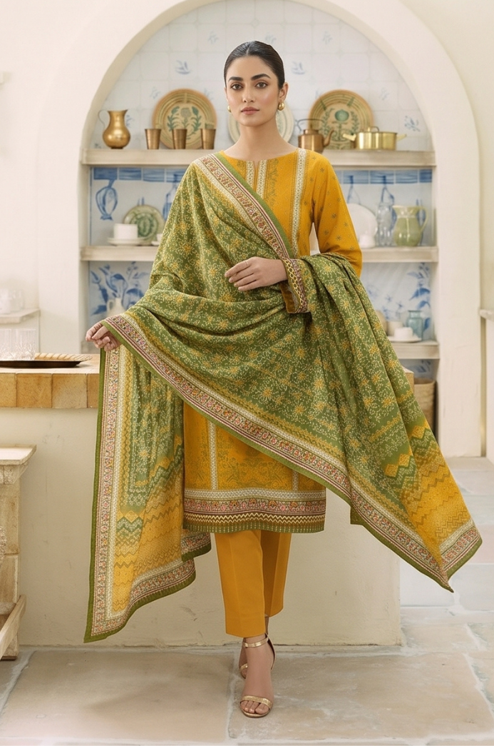 3PC PRINTED LAWN SUIT SR-132