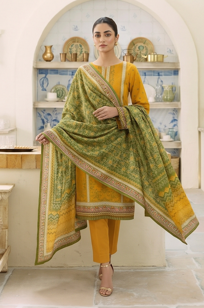 3PC PRINTED LAWN SUIT SR-132