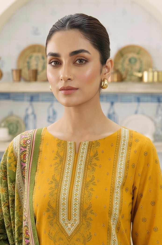3PC PRINTED LAWN SUIT SR-132