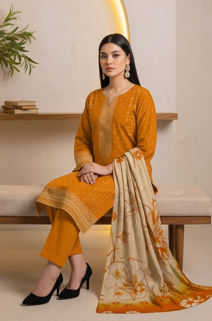 3PC PRINTED LAWN SUIT SR-116