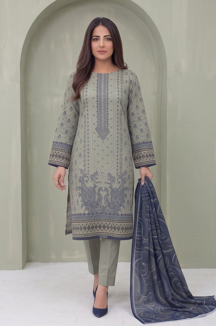 3PC PRINTED LAWN SUIT SR-102
