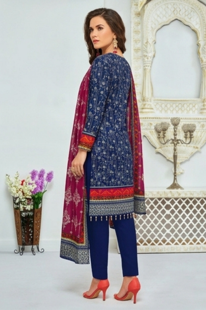 3PC PRINTED LAWN SUIT SR-103