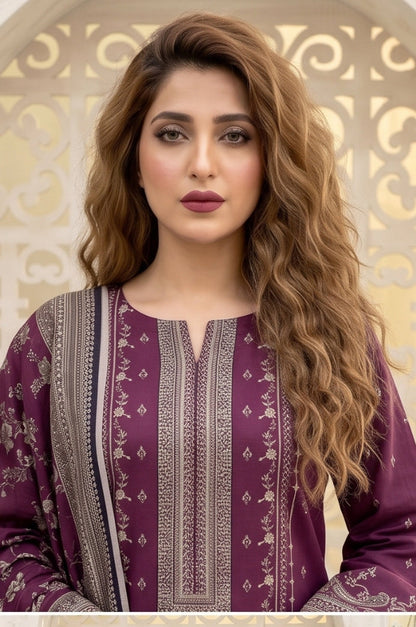 3PC PRINTED LAWN SUIT SR-114