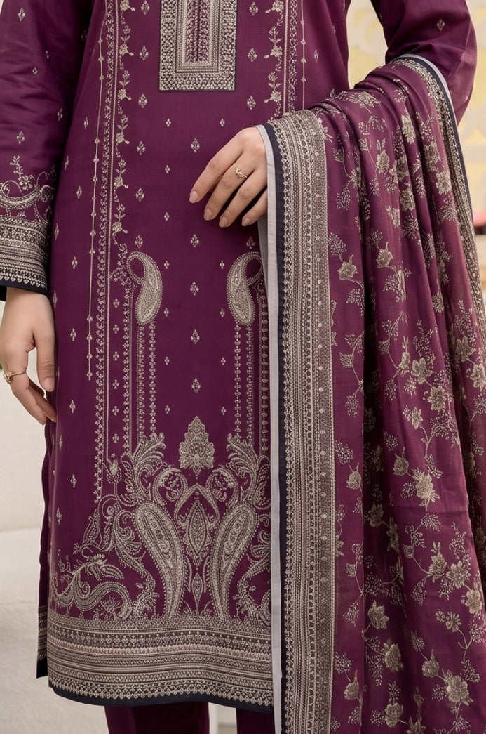 3PC PRINTED LAWN SUIT SR-114