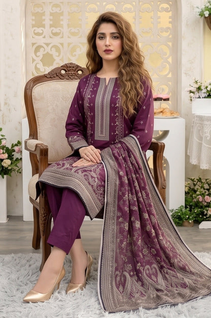 3PC PRINTED LAWN SUIT SR-114