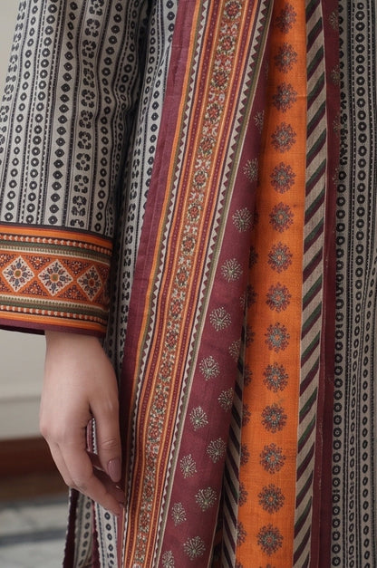 3PC PRINTED LAWN SUIT SR-106