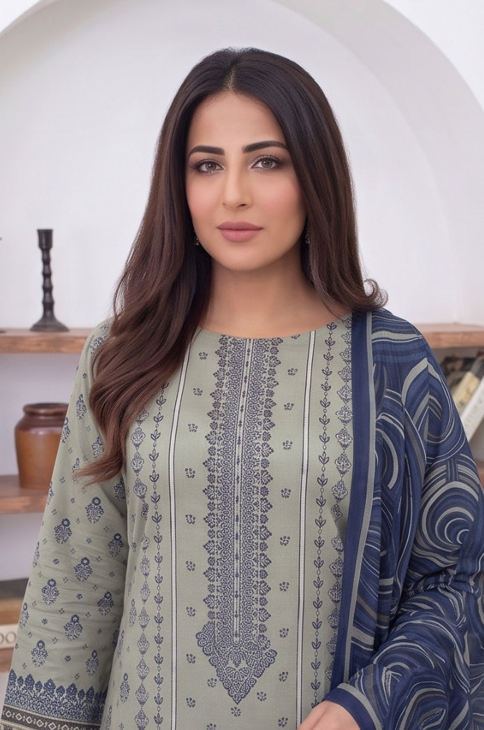 3PC PRINTED LAWN SUIT SR-102