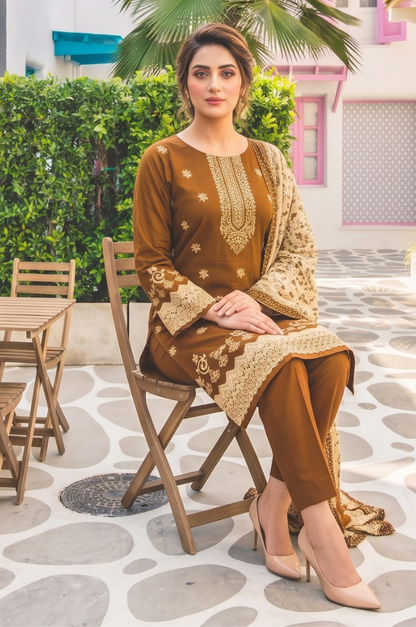 3PC PRINTED LAWN SUIT SR-130