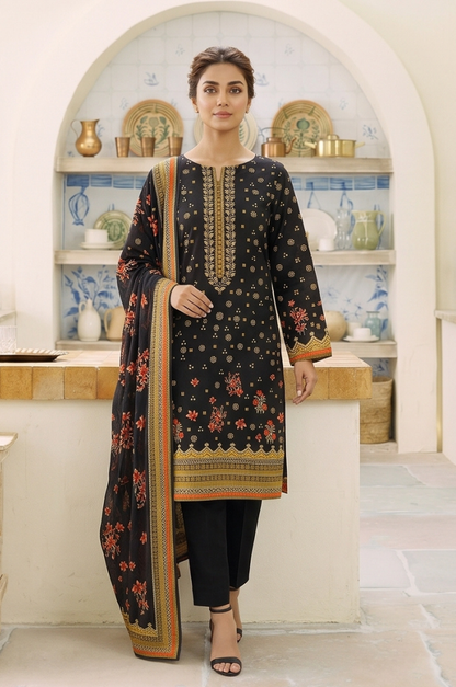 3PC PRINTED LAWN SUIT SR-101