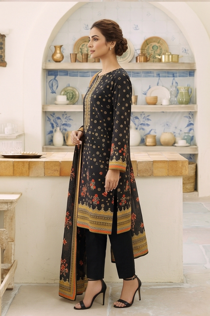 3PC PRINTED LAWN SUIT SR-101