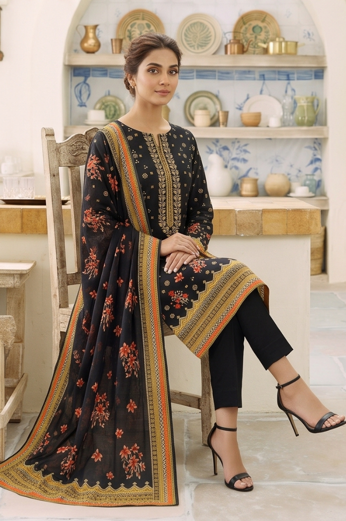 3PC PRINTED LAWN SUIT SR-101