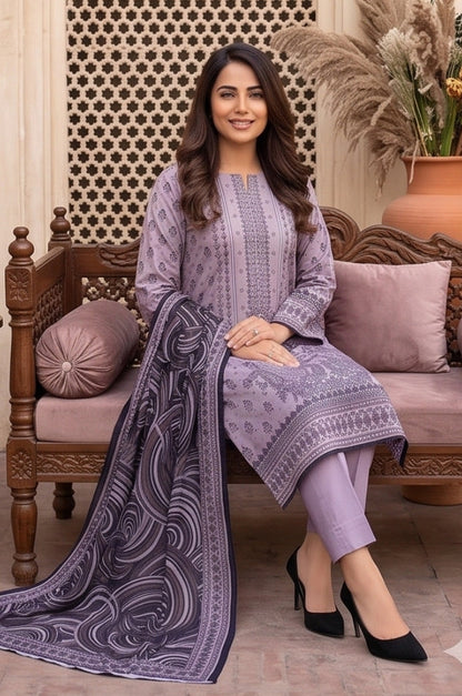 3PC PRINTED LAWN SUIT SR-112