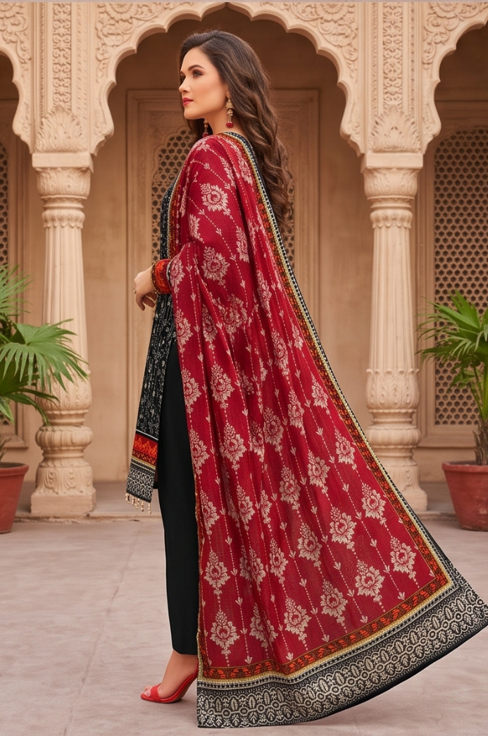 3PC PRINTED LAWN SUIT SR-127