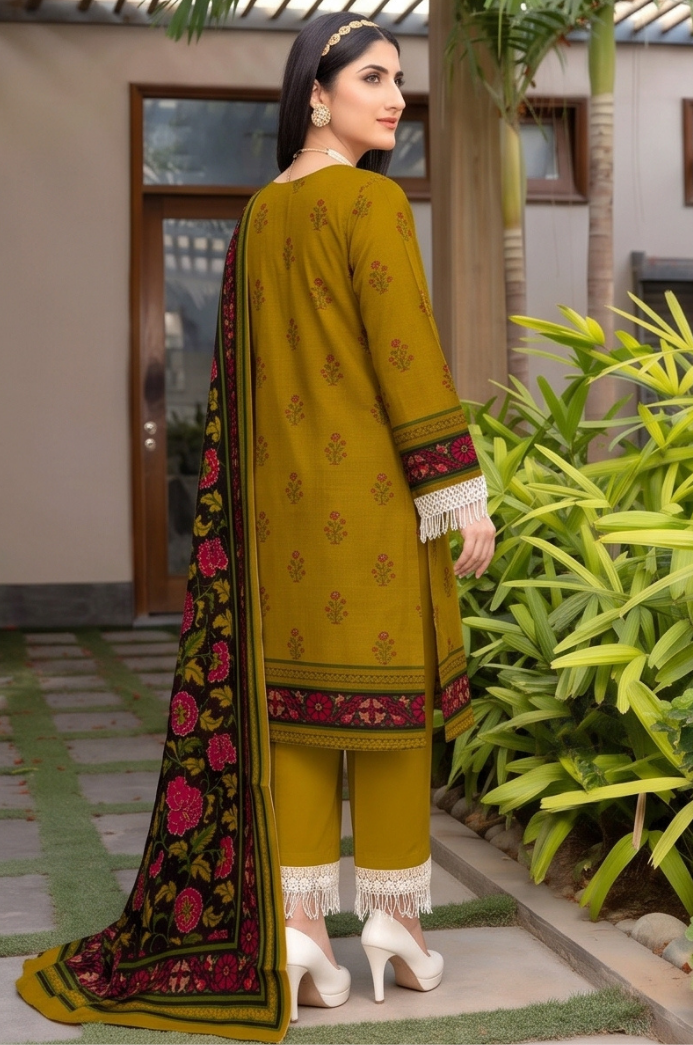3PC PRINTED LAWN SUIT SR-129