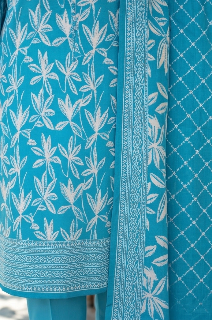 3PC PRINTED LAWN SUIT SR-111