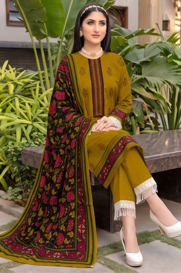 3PC PRINTED LAWN SUIT SR-129