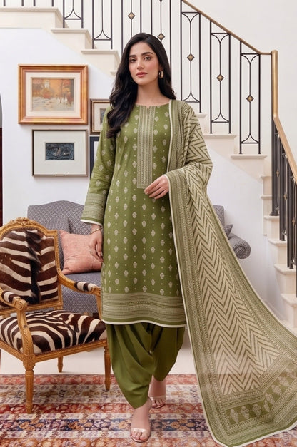 3PC PRINTED LAWN SUIT SR-107