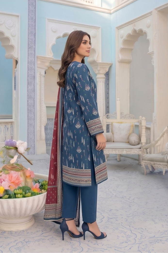 3PC PRINTED LAWN SUIT SR-128