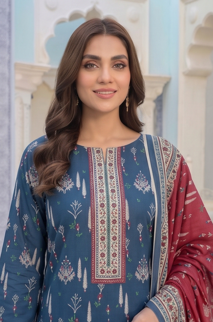 3PC PRINTED LAWN SUIT SR-128