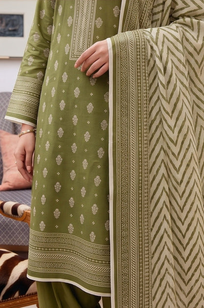 3PC PRINTED LAWN SUIT SR-107